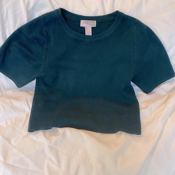 Cropped green short sleeve sweater - Picture 1 of 2